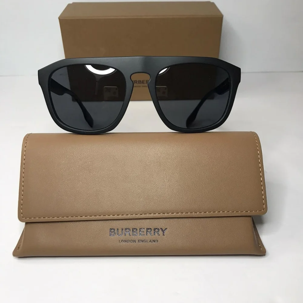 💯 BE 4396U Authentic New BURBERRYWren Polarized Dark Grey Browline Men's